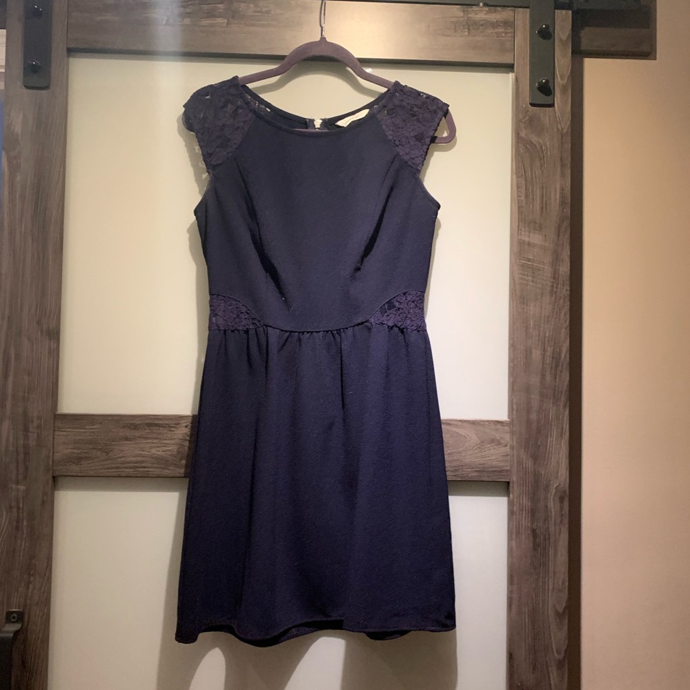 Navy Blue Dress with side see through cutouts
